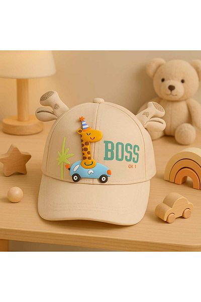 gigigiyim Giraffe Patterned Eared Boy's Hat