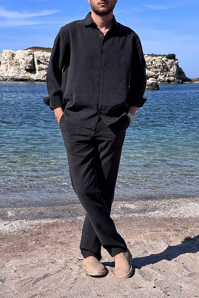 inpool Men'S, Modal, Old Money Culture, Regular Fit, Hi-Quality Shirt-Pants Suit G15-304