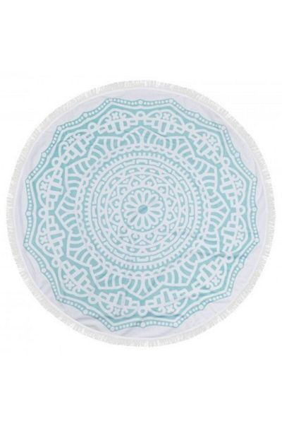 Lenjerii Deosebite Prosop de plajă rotund 100% bumbac cu franjuri, Fouta Ocean