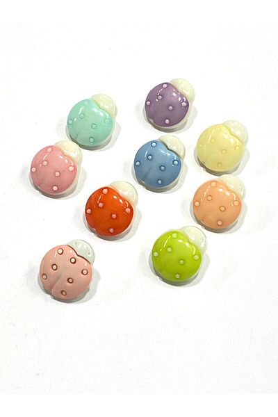karantuhafiye Baby Button / Ladybug Model 3 / 10 Pieces / Orange