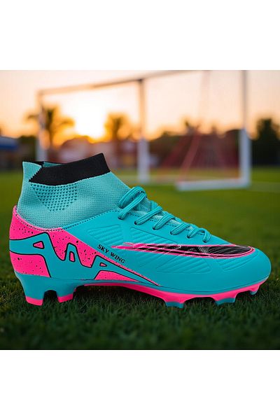 Sky Wing C9838 Football Boots, With Ankle Strap And Studs, For Grass Or Synthetic 39 Turquoise