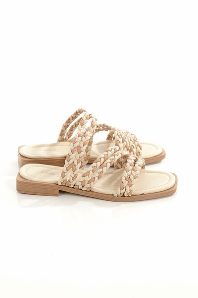 ARTI ARTI AYAKKABI Mia026-1606 Daily Women's Hand Knitted Beige&Nut Holiday Slippers