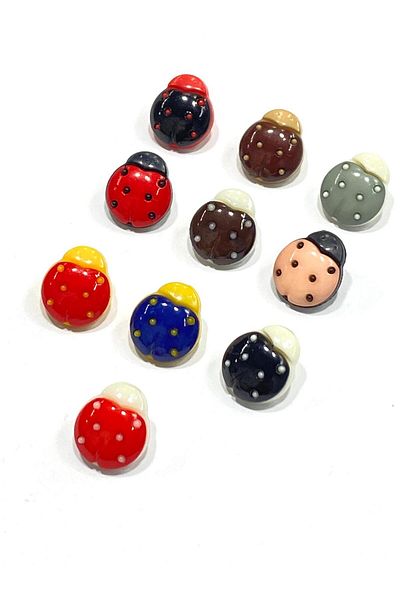 karantuhafiye Baby Button / Ladybug Model 2 / 10 Pieces / Floor Black