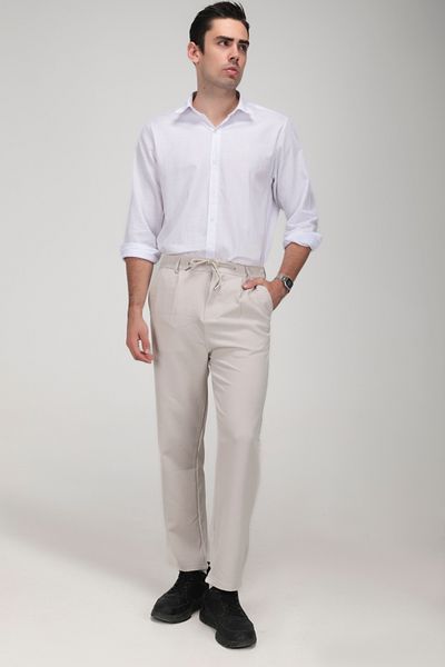gothamvibes Men's Cream Baggy Trousers