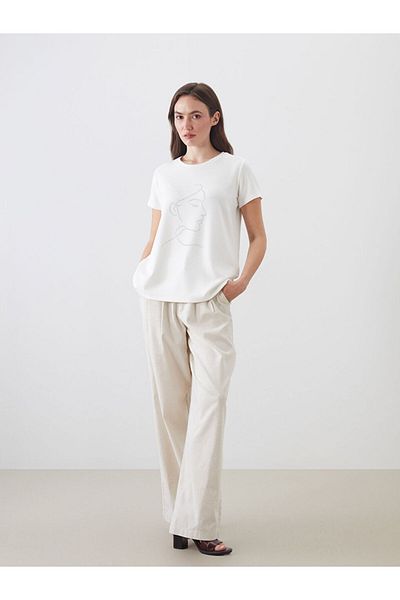 LC Waikiki New Season Crew Neck Bead Embroidered Women's T-Shirt - S5Qg05Z8