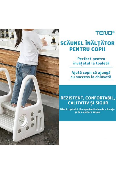Teno Scaunel Inaltator pentru Copii Teno®, multifunctional, doua trepte, sigur, alb