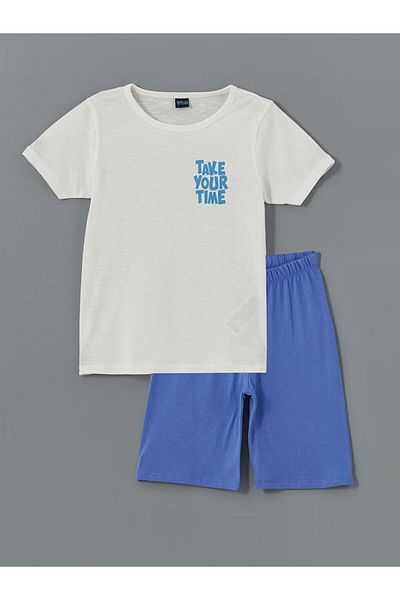 LC Waikiki New Season Crew Neck Boys' Shorts Pajama Set - S5Fv96Z4