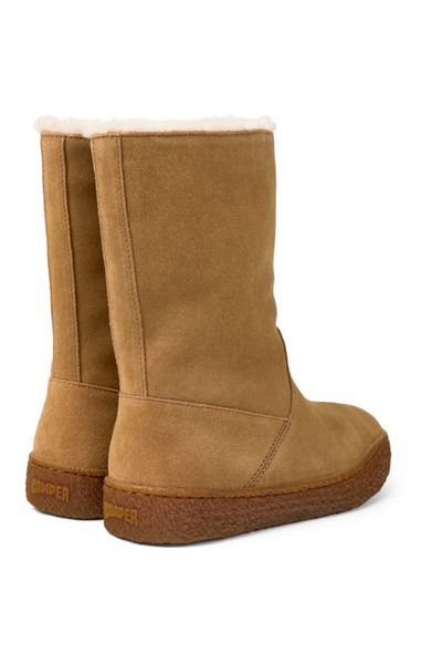 CAMPER Women's Brown Classic Long Boots, Soft Sole, Wool-Lined, Hook And Loop, Stylish Daily PeuTerreno