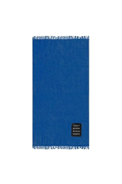 OEM BeachHappy Beach Towel made of cotton with label, Blue, 170x90 cm