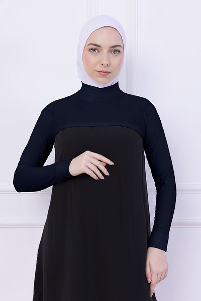 Loggia Дамско болеро с висока яка и яка, тъмносиньо и яка с висока талия, с яка и стойка от ликра