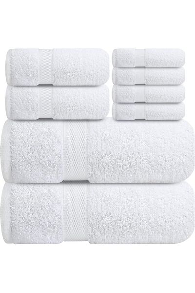 AQGT Infinitee Xclusives Premium Bath Towels Set - [Pack of 8] 100% Cotton Highly Absorbent 2 Bath Towels
