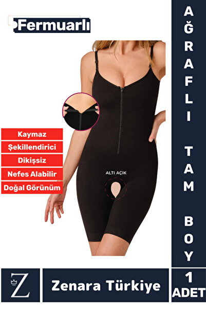 Zenara Daily Body Shaping Slimming Body Shaping Needs Hole Zippered Full Leng...