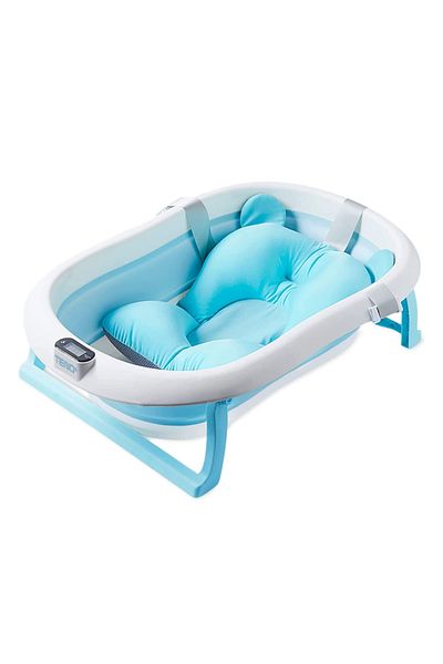 Teno Cadita cu Pernuta pentru Bebelusi Teno®, termometru digital, 75 x 45 x 22 cm, albastru