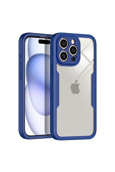 SKYDDAR INNOVATION Husă + folie pentru iPhone 14 Pro, [pachet 360°] ColorVerse, albastră, set cu autocolant