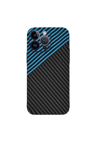 SKYDDAR INNOVATION Husă pentru iPhone 14 Pro Max, textură de carbon, Carbonite FiberShell, albastră, set de stickere