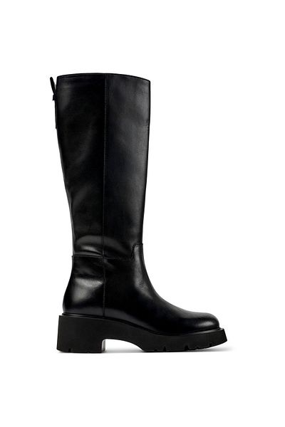 CAMPER Women's Black Genuine Leather High Heel Boots with Hook And Loop Fastening - Milah