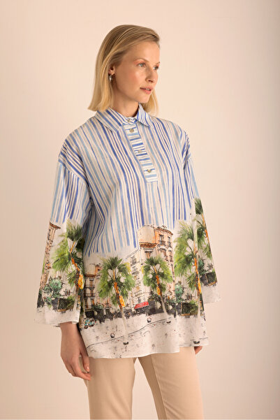 Aker Desenli , Çizgili Cotton Tunik