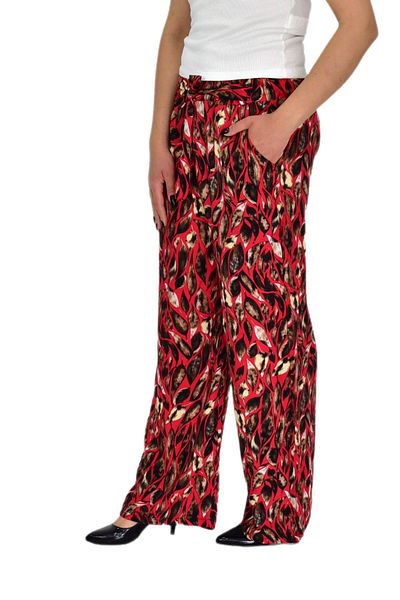 BAGLAN Women's Printed Loose-Legged Elastic Lace-Up Trousers Bgl-St04626