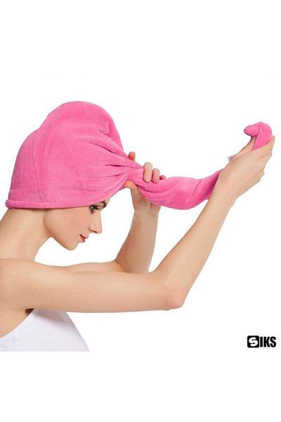 SIKS Microfiber Head Turban Towel For Long Hair, Quick Drying, Size 60 X 20 cm, Pink