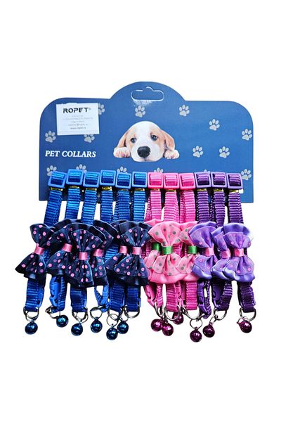 Ropet Set of 12 ROPET® bow collars, Adjustable, PVC / PP, Multicolor