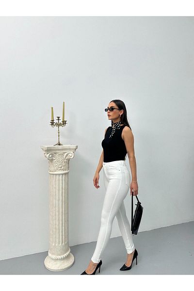 Coral High Waist Trousers White