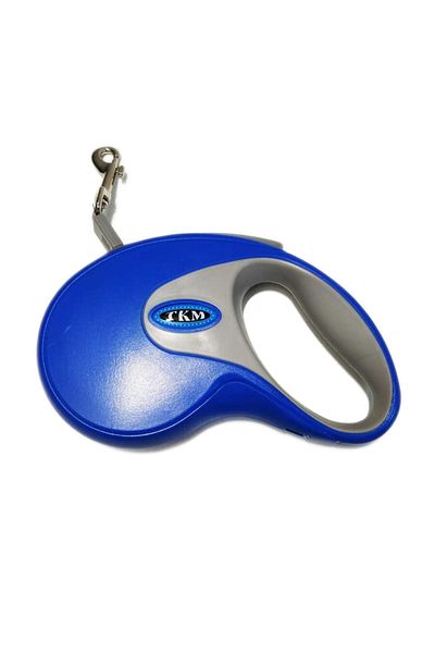 Ropet TKM Retractable Leash, ergonomic handle, brake button, with tape, 3m, Blue
