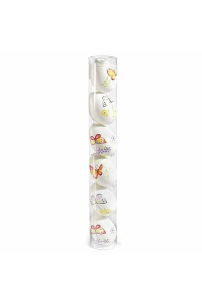Decorer Set of 6 multi-colored plastic hanging decorative eggs 4x6 cm