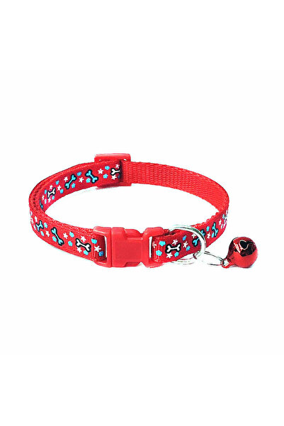 Ropet Zgarda ajustabila cu clopotel pentru caini si pisici, 18-32cm/1cm, Impr...