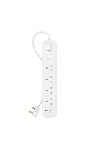 Belkin Surge Protector + USB Charger 4 Outlet 2 Port (1X USB/1X USB-C) 2.00 m ( 6.56 ft )