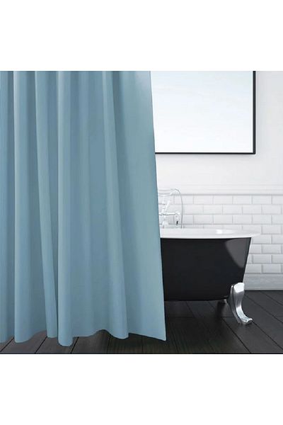 OEM Perdea de dus PEVA, dimensiune 180x180 cm, prindere cu 12 inele, Albastra
