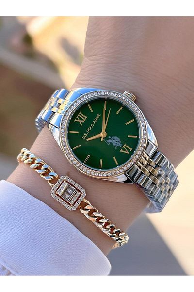 U.S. Polo Assn. U.S.Polo Assn Steel Cord 2 Years Warranty 3 Atm Water Resistant Women Wrist Watch+Bracelet Ua.2085.M07