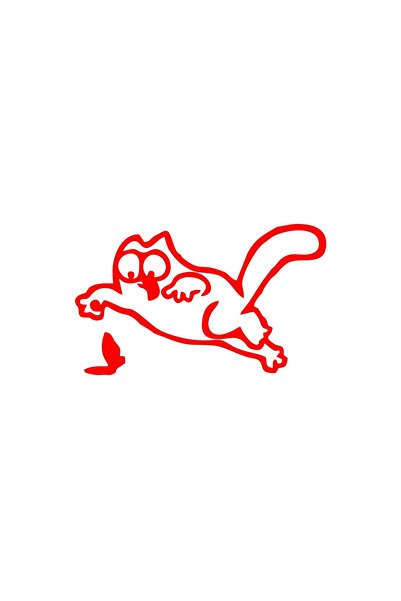 Reysa Tasarım ملصق سيارة على شكل قطة مضحكة مقاس 17 × 17 سم باللون الأحمر