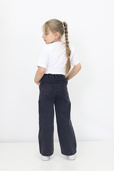 RAPİDO LİFE Kız Çocuk Kot Pantolon Jean Püsküllü Yıldız Detaylı Nakışlı Ayarlanabilir Lastikli Likralı Boru Paça