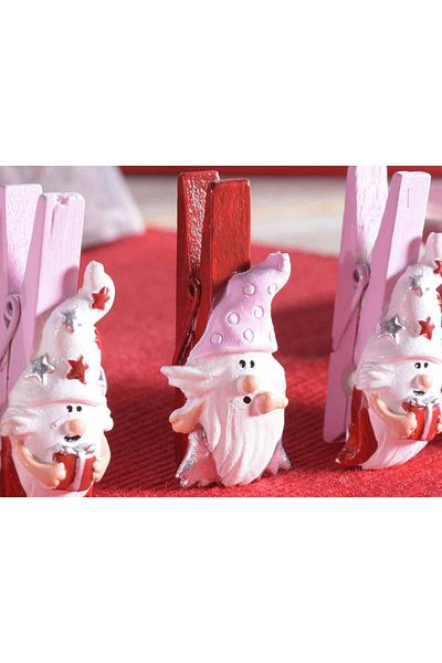 Decorer Set of 24 Santa Claus decorations with clips 2.5x4.5 cm
