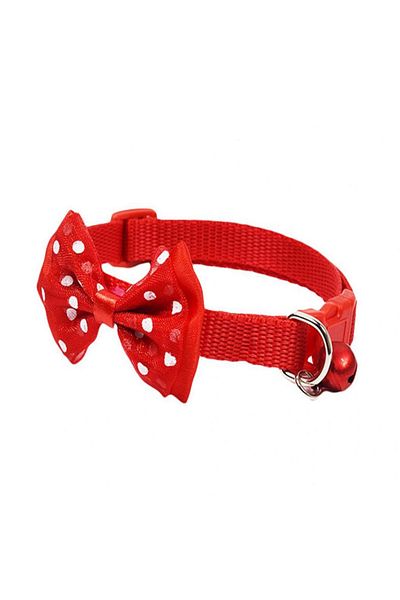Ropet Adjustable collar with bell and bow for dogs, 27-42cm/15mm, Red, Ropet