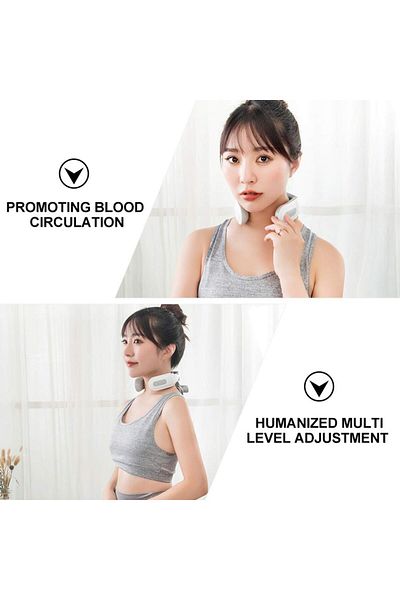 COOYA 4-Head Cervical Spine Massager,Strength Adjustment,USB Rechargeable,Intelligent Pulse Heating