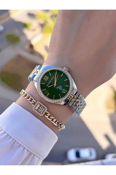 U.S. Polo Assn. U.S.Polo Assn Steel Cord 2 Years Warranty 3 Atm Water Resistant Women Wrist Watch+Bracelet Ua.2085.M07