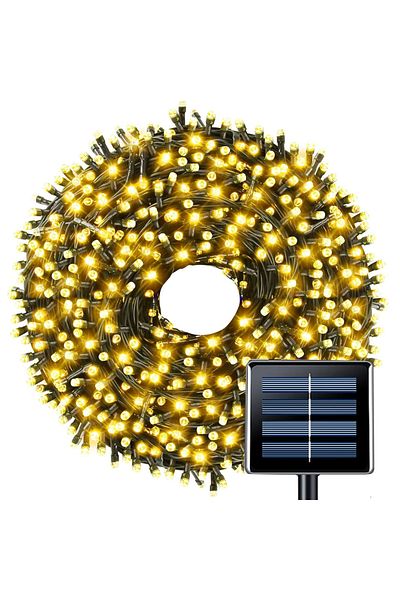 Teno Linear Christmas Installation with Teno® Solar Panel, 10 m, 8 light effects, 100 LEDs, warm white