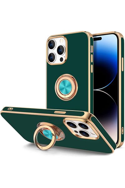 Generic Phone Case For iPhone 14 Pro Max 360°Rotatable Ring Holder Magnetic Kickstand , Girl Women Boy