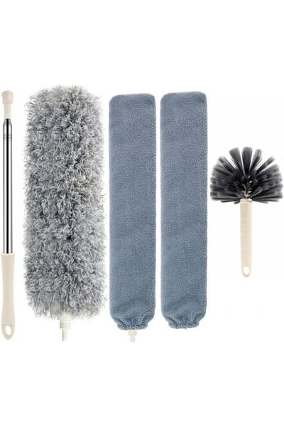 PhilaeEC Extendable Mop, 4 Pieces, Stainless Steel/microfiber, Silver/gray, 75-250 Cm