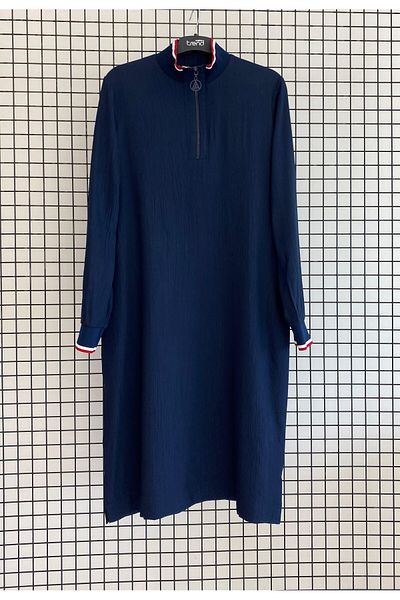 Armine Trend New Season Half Zip Sleeves and Ribbed Collar Tunic