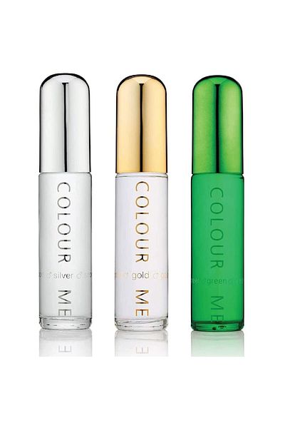 Colour Me Men's perfume gift set Colour Me Silver Sport, Homme Gold, Green, Milton-Lloyd Fragrances, 3 x 50 ml