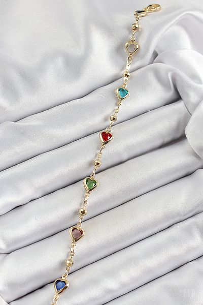 callerrons accessories Brass Assortment Heart Model Gold Color Zircon Stone Women's Bracelet - Ebj250605W34560