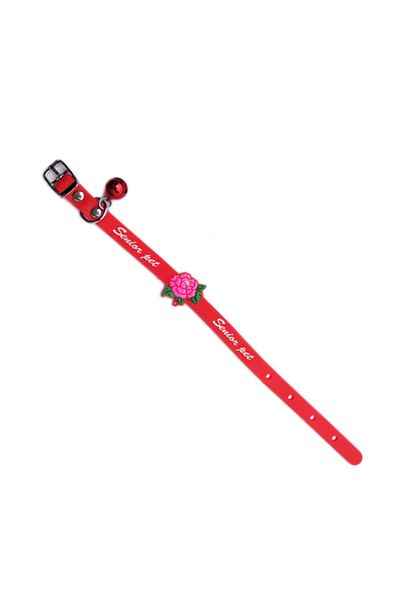 Ropet Adjustable collar for dogs and cats with bell, 29cm, Silicone, Red, Ropet