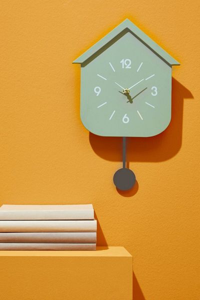 Bizzotto Green Wall Clock with Pendulum Home 24x5.5x37.5 cm