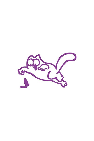 Reysa Tasarım ملصق سيارة على شكل قطة مضحكة مقاس 17 × 17 سم باللون الأرجواني