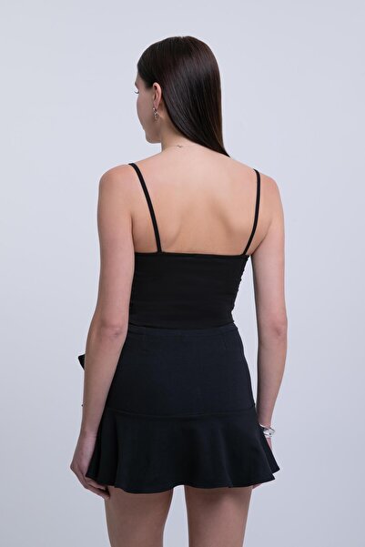 AFLOOW Women's Black Basic 100% Cotton Thin Strap Undershirt