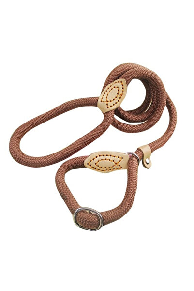 Ropet Lesa cordelina pentru caini, cu opritor, anti-tragere 8mm x 1.7m, Maro,...