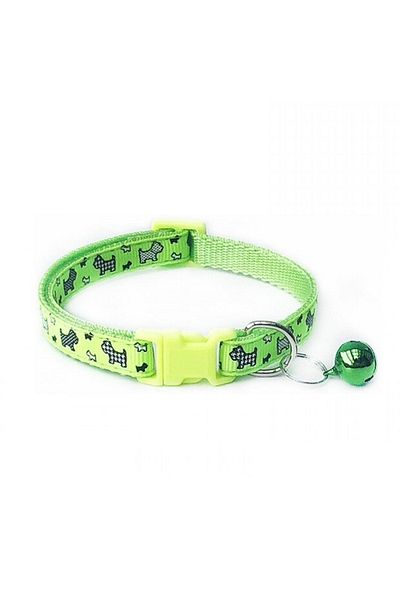 Ropet Adjustable collar with bell for dogs and cats, 18-32cm/1cm, Print, Green, Ropet