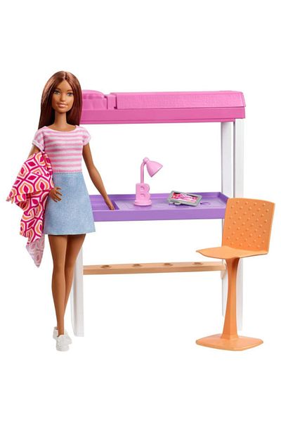mattel Set de joaca Barbie, Papusa Barbie satena in dormitorul ei